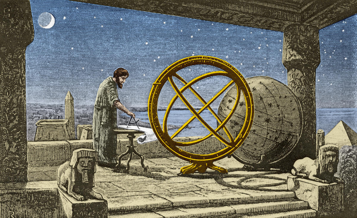 Hiparco de Nicea realizando mediciones. Fuente: Turismo de Estrellas
